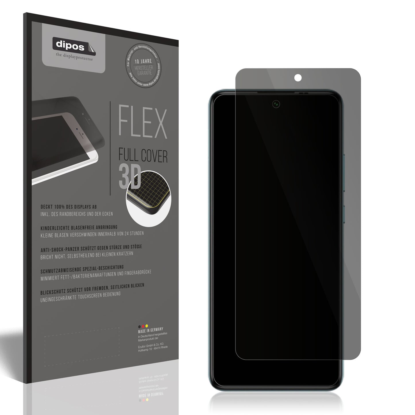 Blickschutzfolie von dipos passend für General Mobile GM22 Plus, 100% Displayabdeckung und blasenfreie Montage