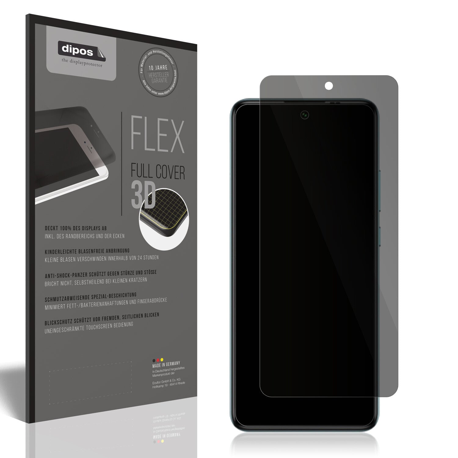 Blickschutzfolie von dipos passend für General Mobile GM22 Plus, 100% Displayabdeckung und blasenfreie Montage
