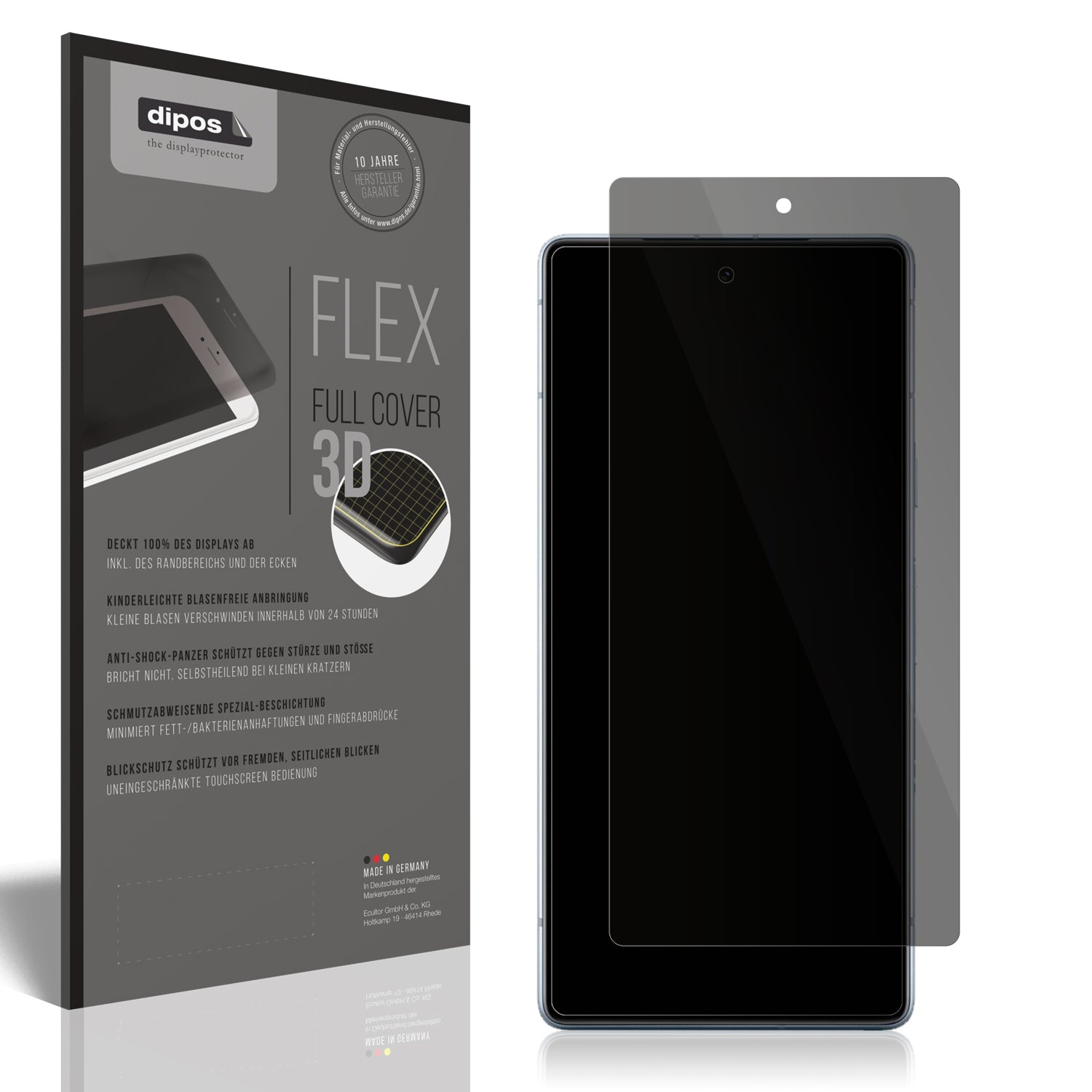 Blickschutzfolie von dipos passend für Google Pixel 7a, 100% Displayabdeckung und blasenfreie Montage