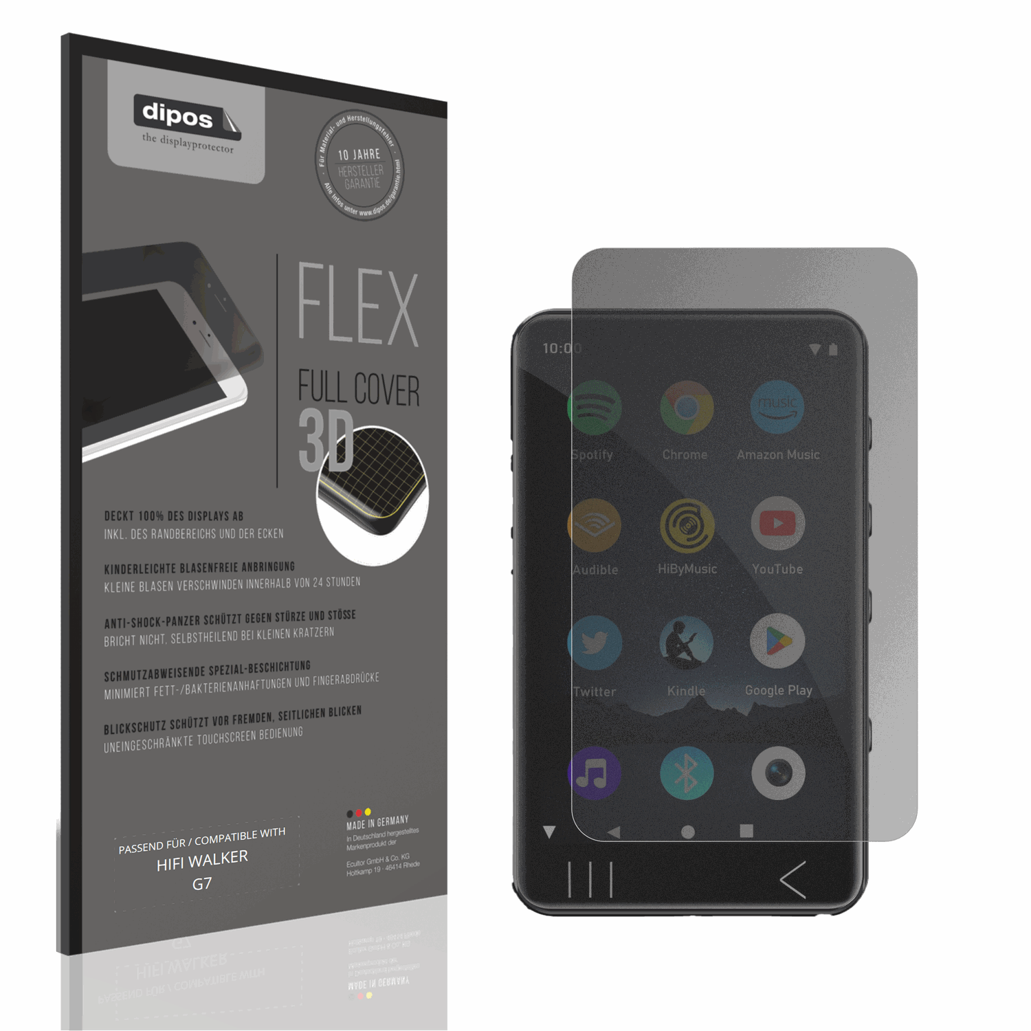 Blickschutzfolie von dipos passend für HIFI WALKER G7, 100% Displayabdeckung und blasenfreie Montage
