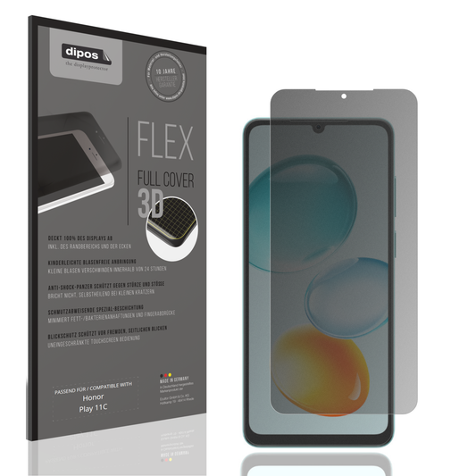 Blickschutzfolie von dipos passend für Honor Play 11C, 100% Displayabdeckung und blasenfreie Montage