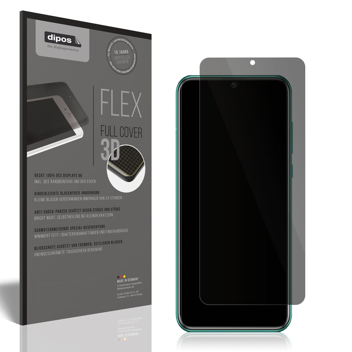 Blickschutzfolie von dipos passend für Huawei Enjoy 50 Pro, 100% Displayabdeckung und blasenfreie Montage