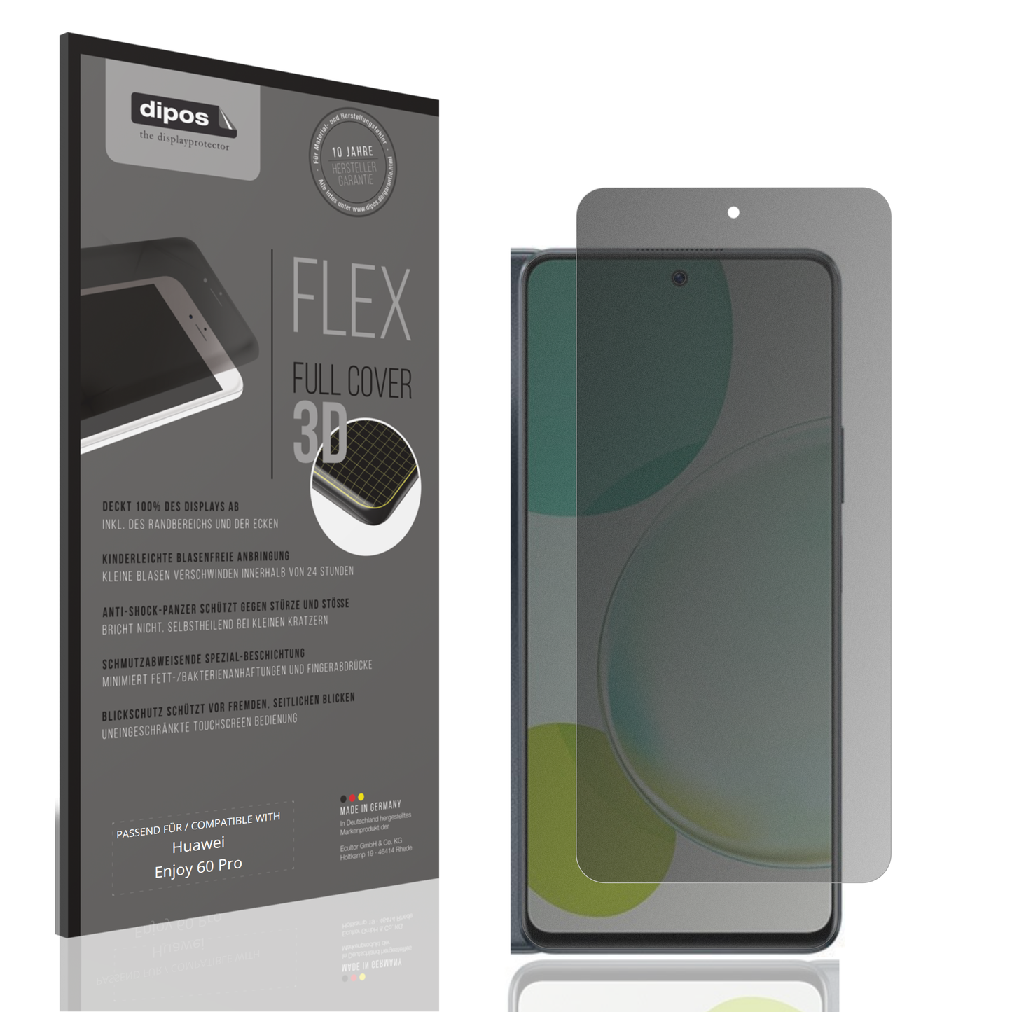 Blickschutzfolie von dipos passend für Huawei Enjoy 60 Pro, 100% Displayabdeckung und blasenfreie Montage