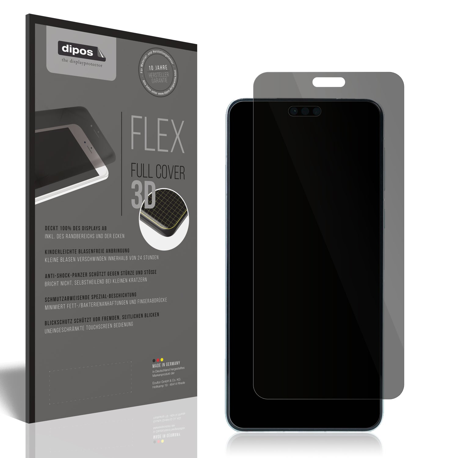 Blickschutzfolie von dipos passend für Huawei Mate 60 Pro, 100% Displayabdeckung und blasenfreie Montage