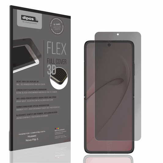 Blickschutzfolie von dipos passend für Huawei Nova Flip S Innenseite, 100% Displayabdeckung und blasenfreie Montage