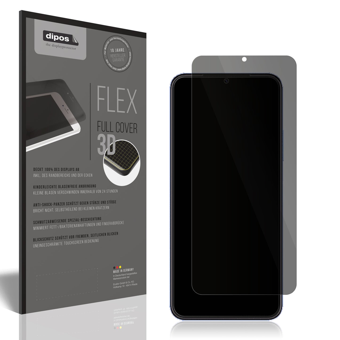 Blickschutzfolie von dipos passend für Huawei Nova Y61, 100% Displayabdeckung und blasenfreie Montage