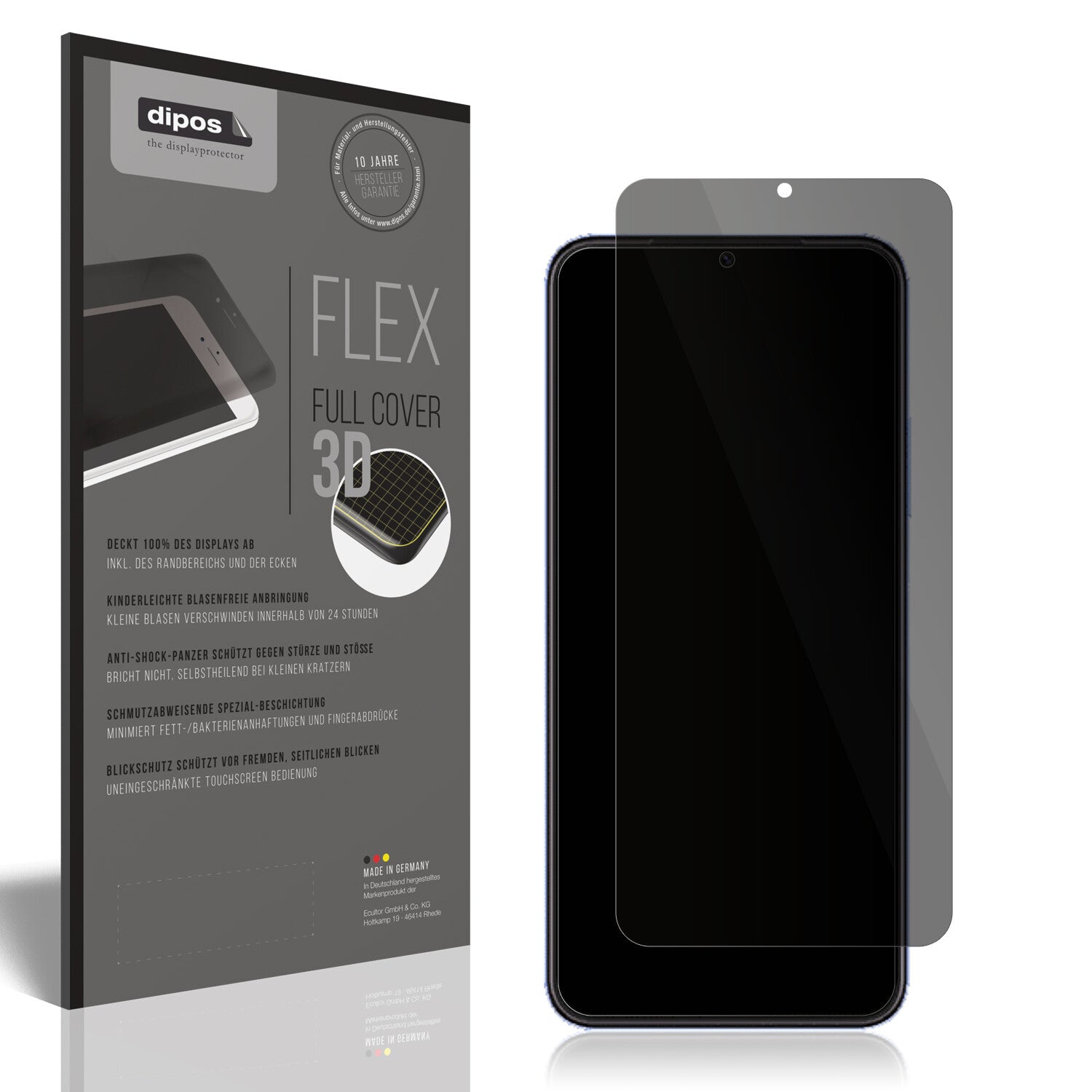 Blickschutzfolie von dipos passend für Huawei Nova Y61, 100% Displayabdeckung und blasenfreie Montage