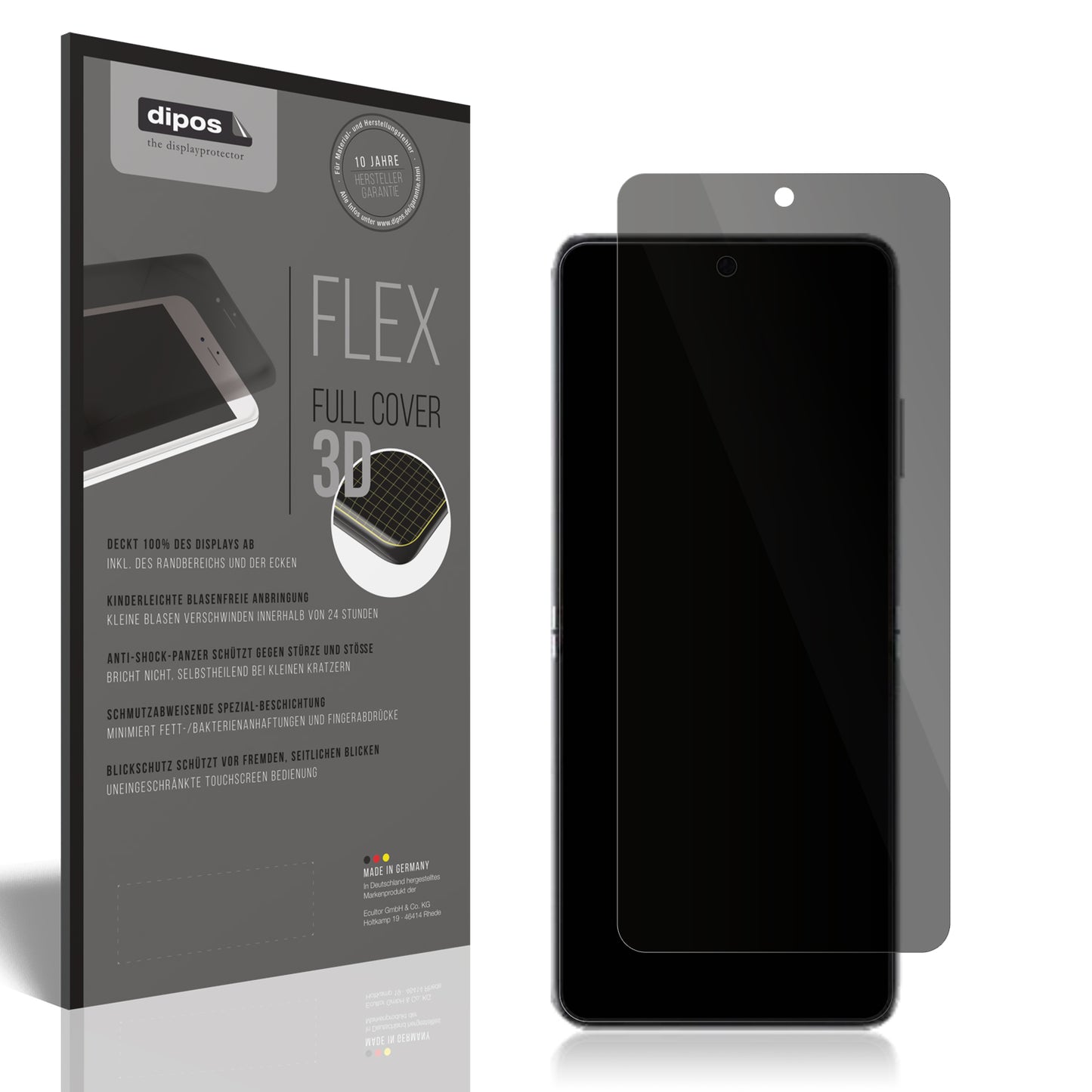 Blickschutzfolie von dipos passend für Huawei Pocket 2, 100% Displayabdeckung und blasenfreie Montage