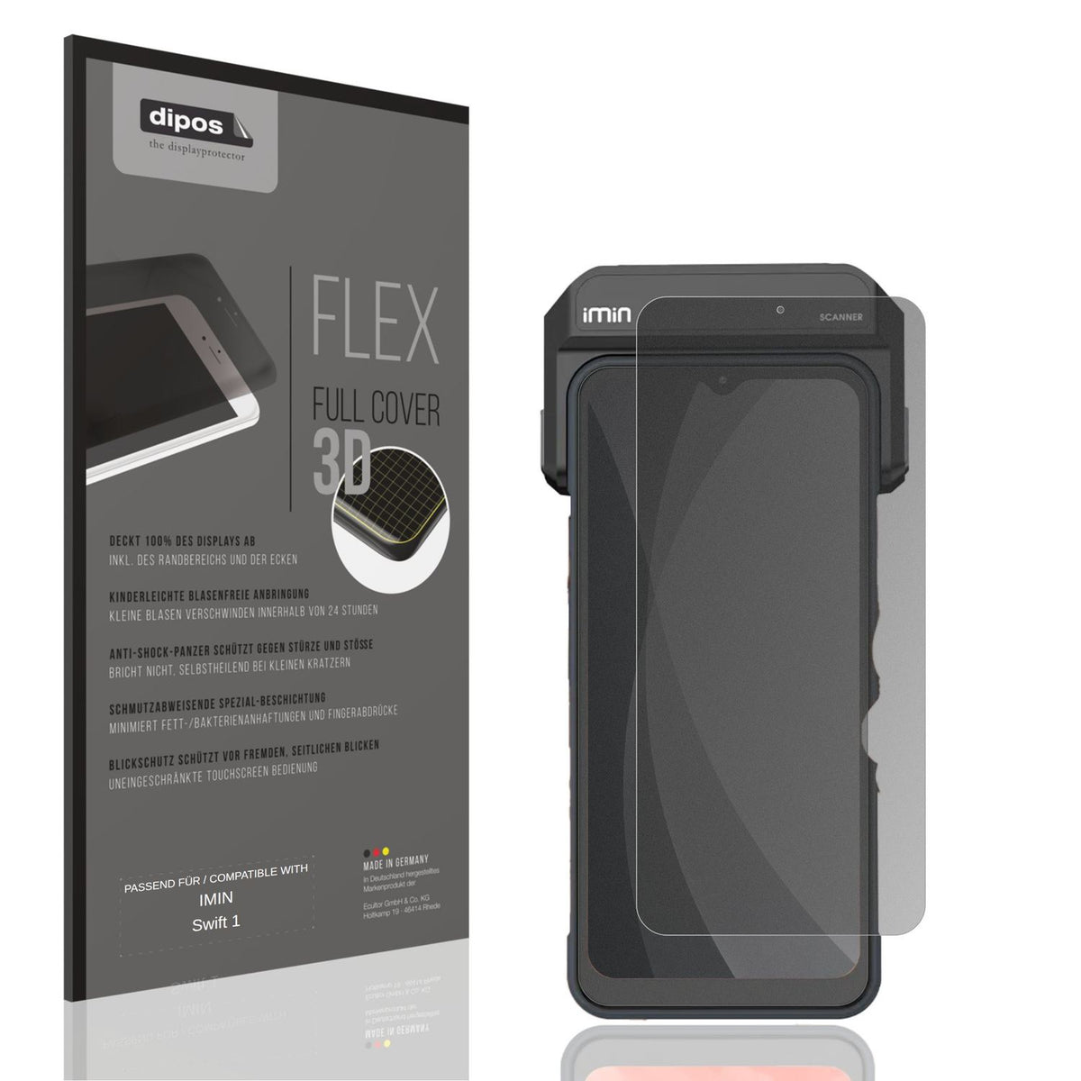 Blickschutzfolie von dipos passend f�r IMIN Swift 1, 100% Displayabdeckung und blasenfreie Montage
