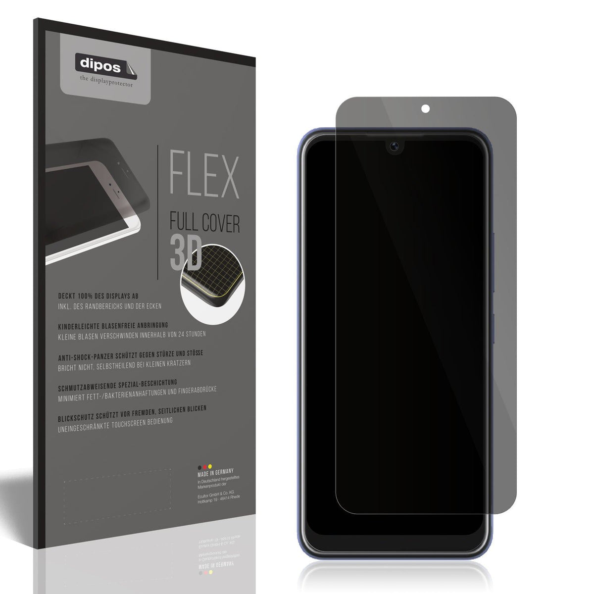 Blickschutzfolie von dipos passend für itel A49 Play, 100% Displayabdeckung und blasenfreie Montage