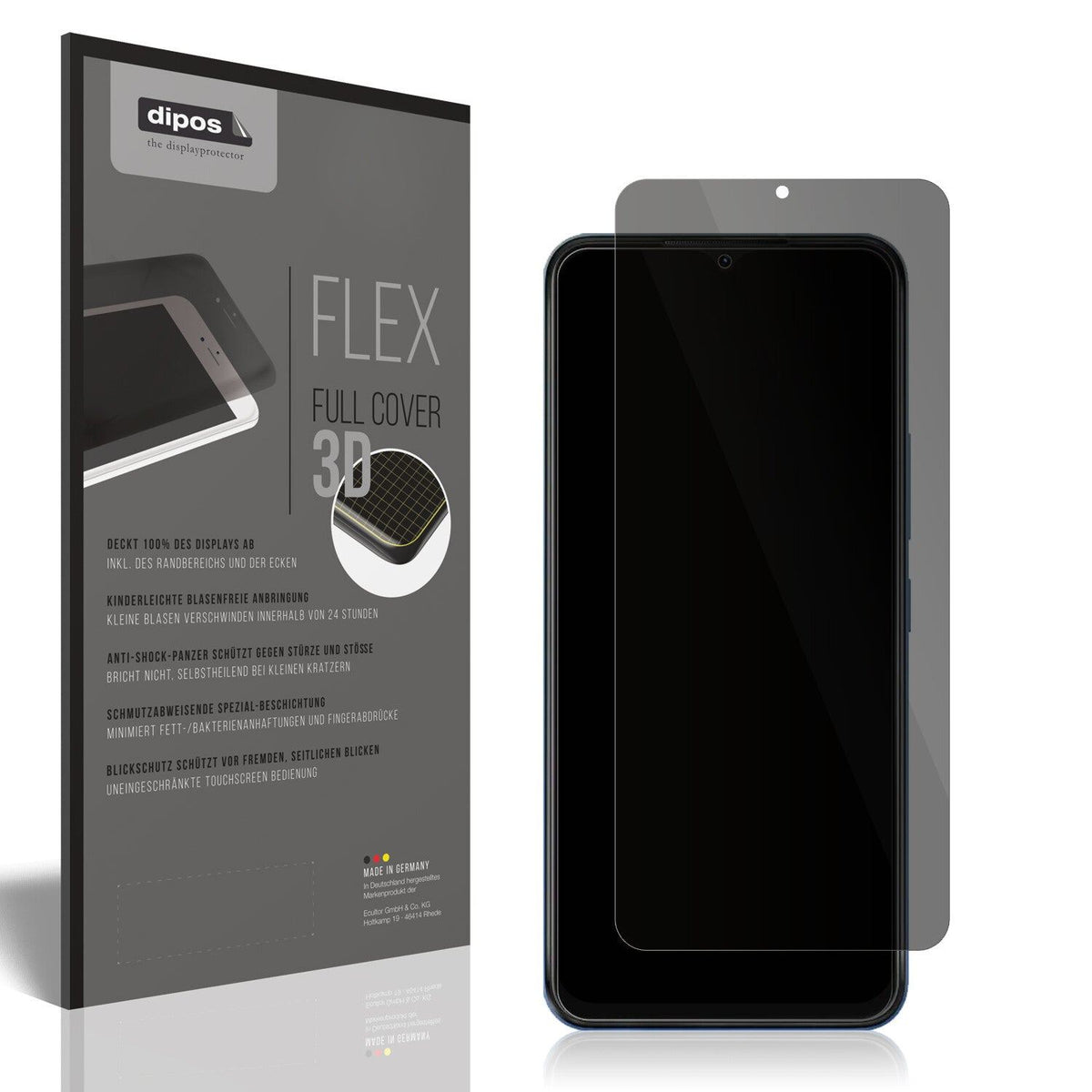Blickschutzfolie von dipos passend für Itel Vision 3, 100% Displayabdeckung und blasenfreie Montage
