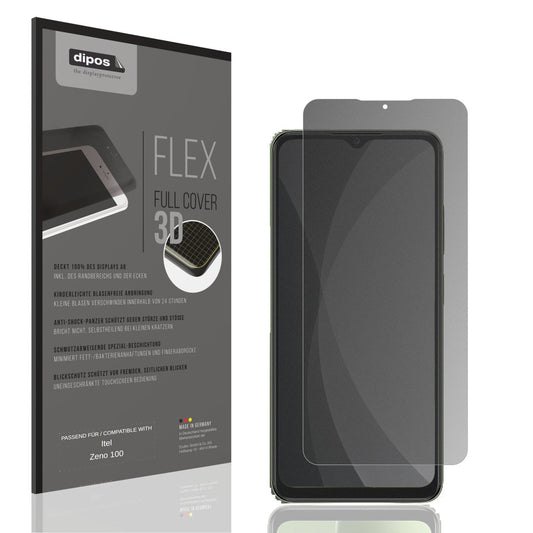 Blickschutzfolie von dipos passend für Itel Zeno 100, 100% Displayabdeckung und blasenfreie Montage