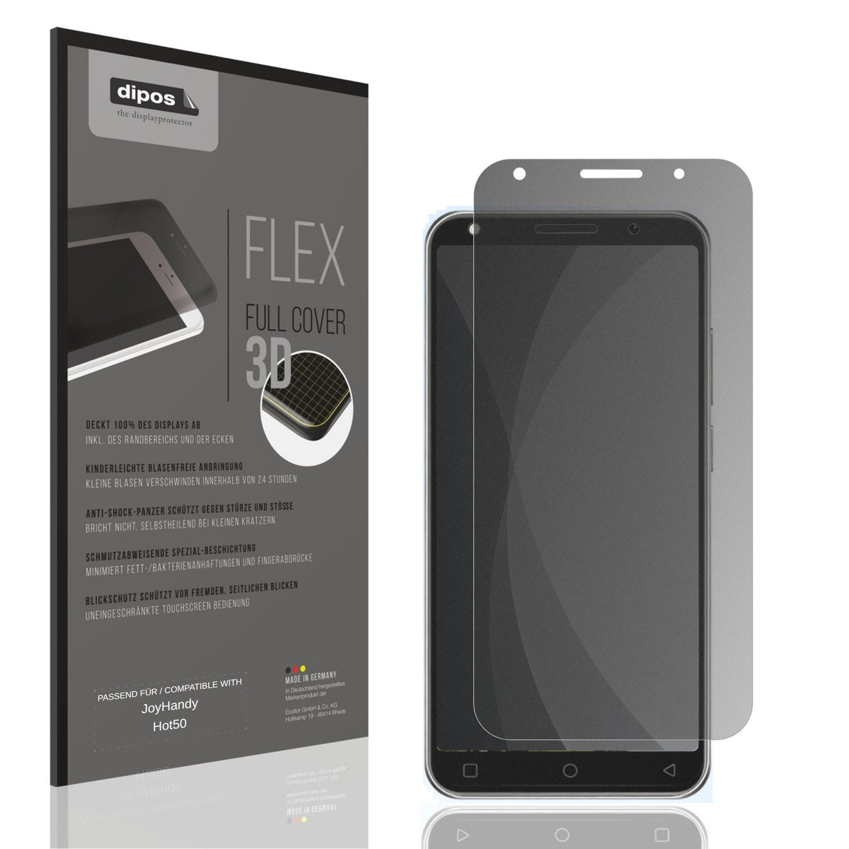 Blickschutzfolie von dipos passend für JoyHandy Hot50, 100% Displayabdeckung und blasenfreie Montage