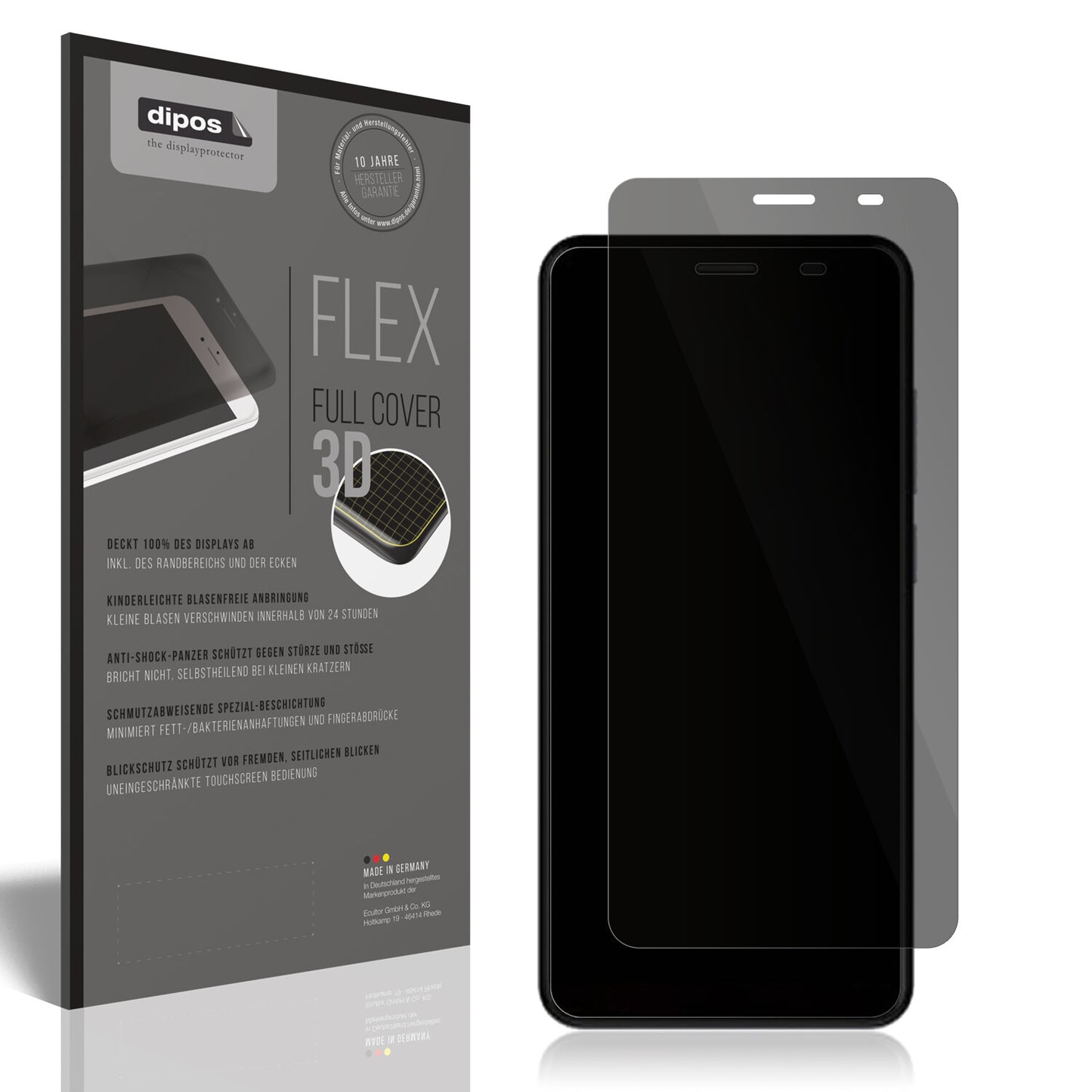 Blickschutzfolie von dipos passend für Lava Iris 88S, 100% Displayabdeckung und blasenfreie Montage