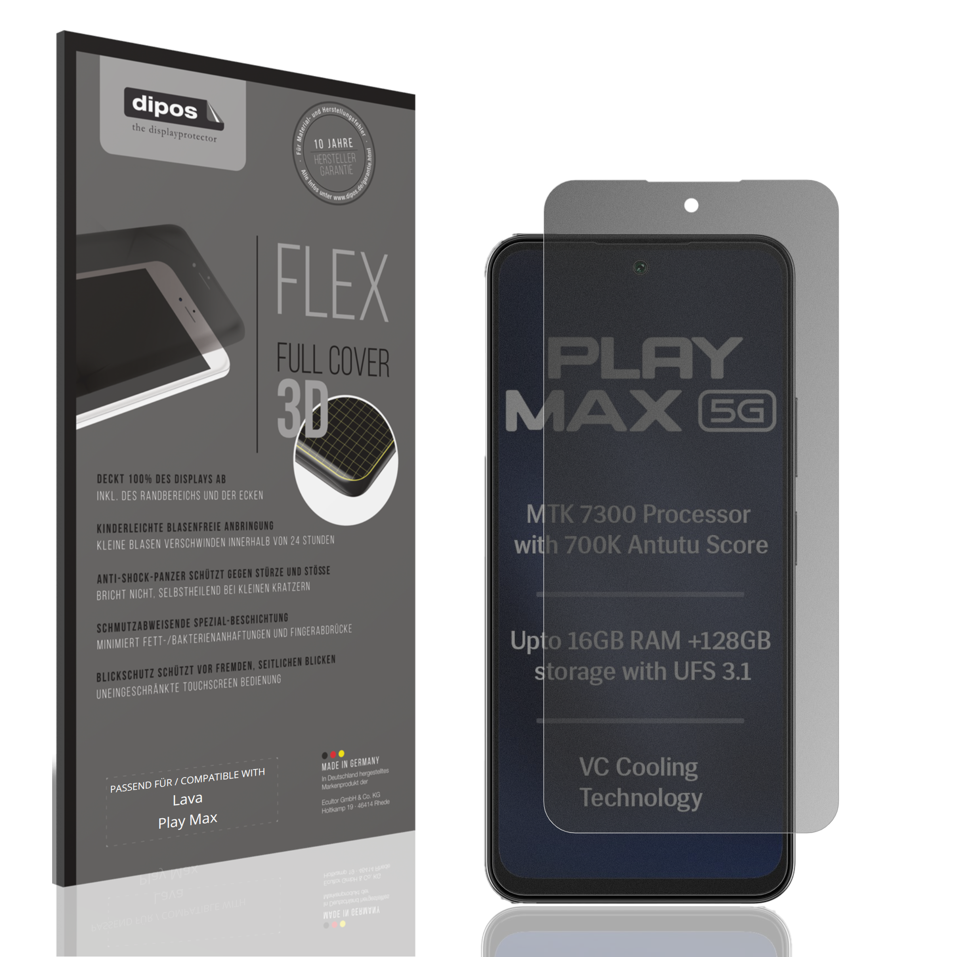 Blickschutzfolie von dipos passend für Lava Play Max, 100% Displayabdeckung und blasenfreie Montage
