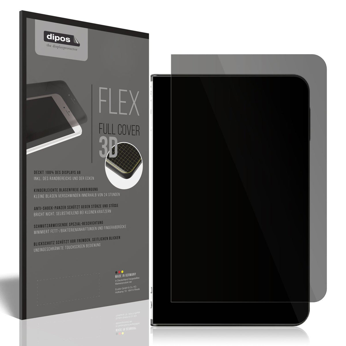 Blickschutzfolie von dipos passend für Ledger Stax Crypto Wallet, 100% Displayabdeckung und blasenfreie Montage