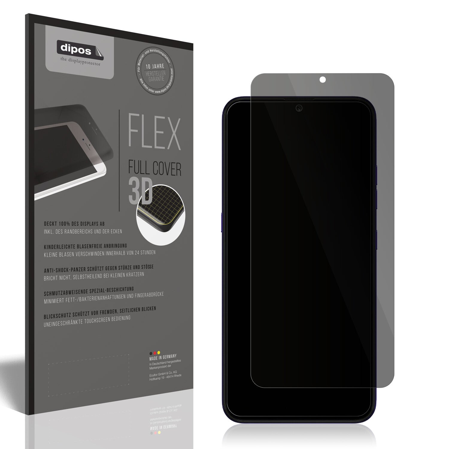 Blickschutzfolie von dipos passend für LG K22 Plus, 100% Displayabdeckung und blasenfreie Montage