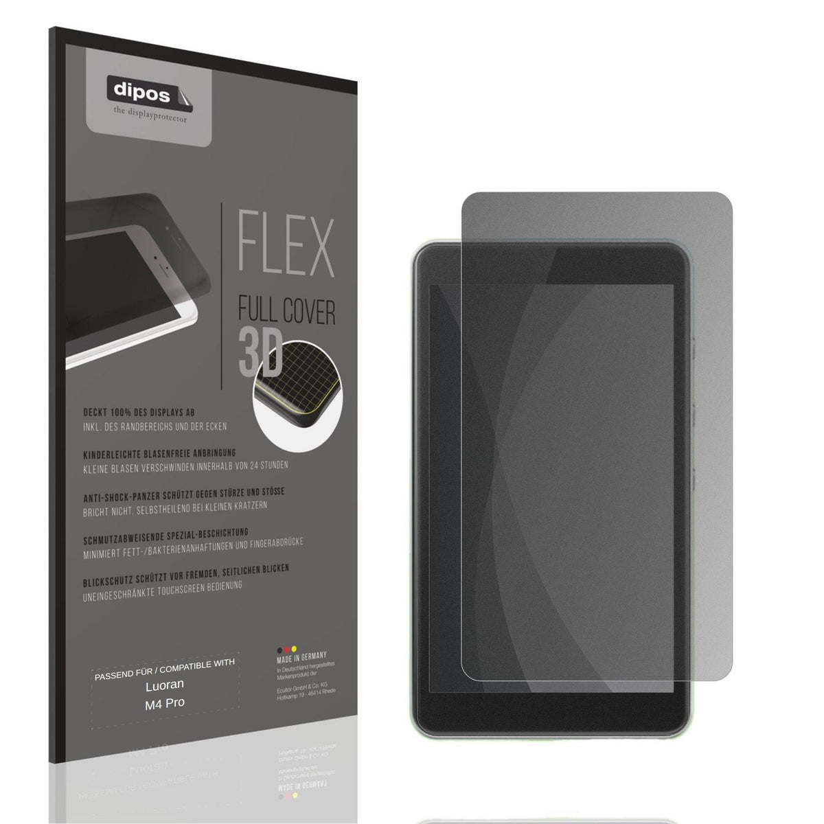 Blickschutzfolie von dipos passend für Luoran M4 Pro, 100% Displayabdeckung und blasenfreie Montage