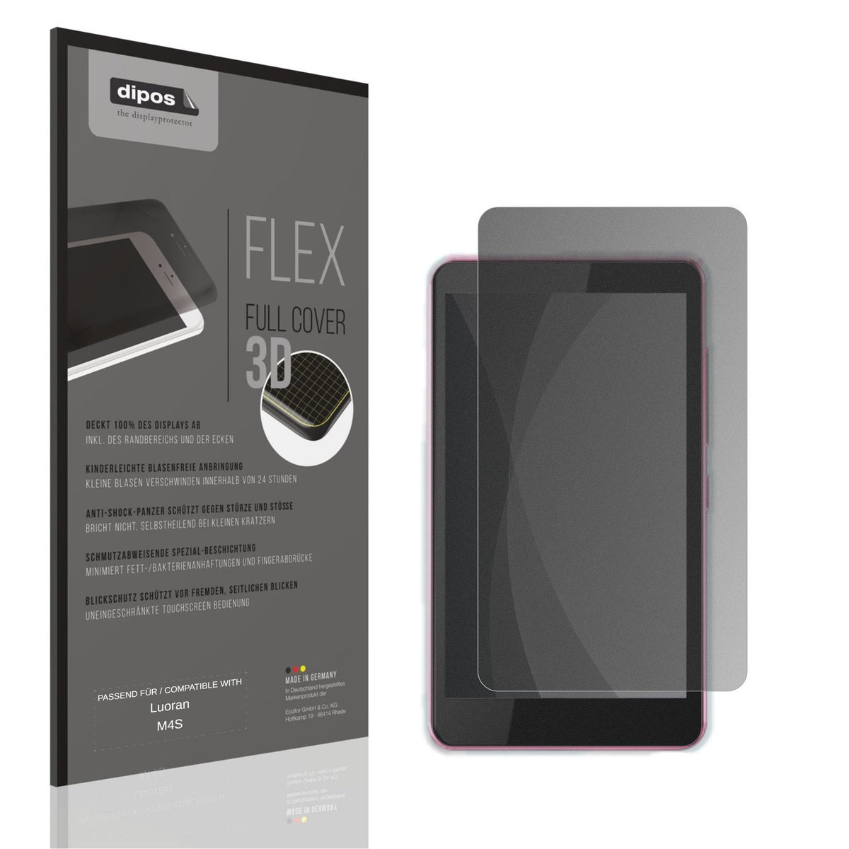 Blickschutzfolie von dipos passend für Luoran M4S, 100% Displayabdeckung und blasenfreie Montage