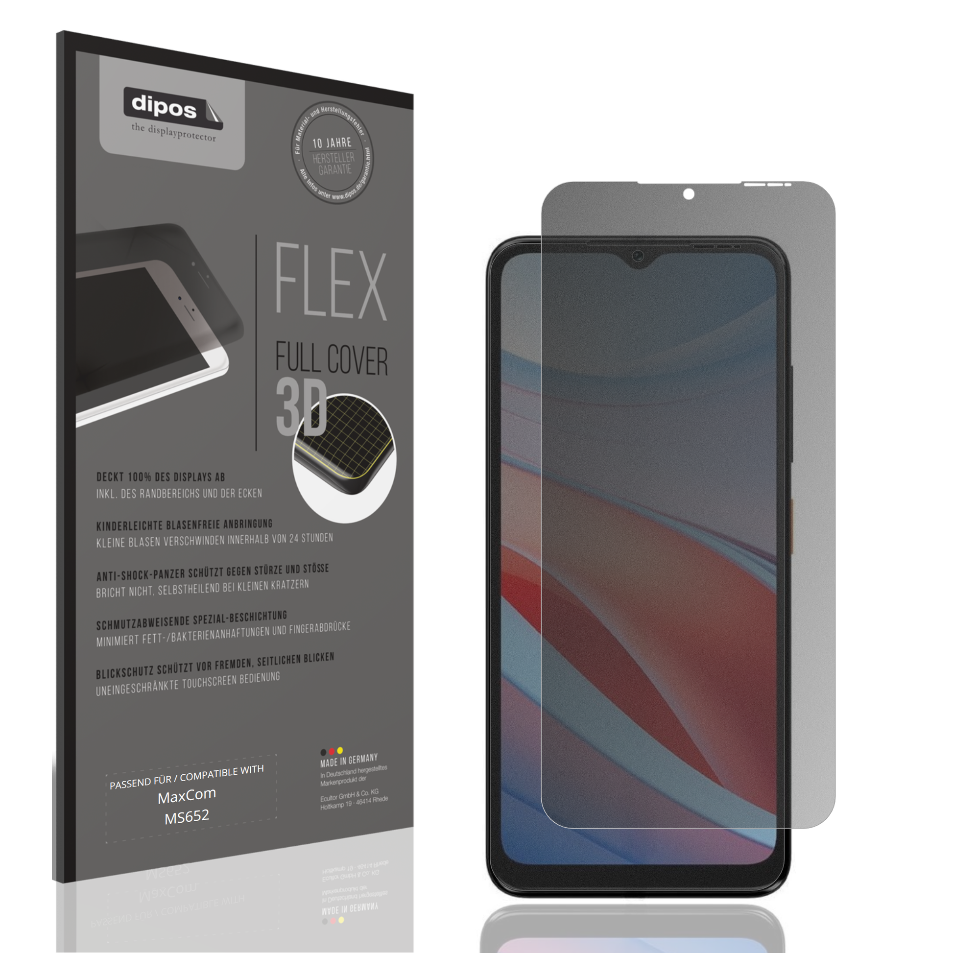 Blickschutzfolie von dipos passend für MaxCom MS652, 100% Displayabdeckung und blasenfreie Montage