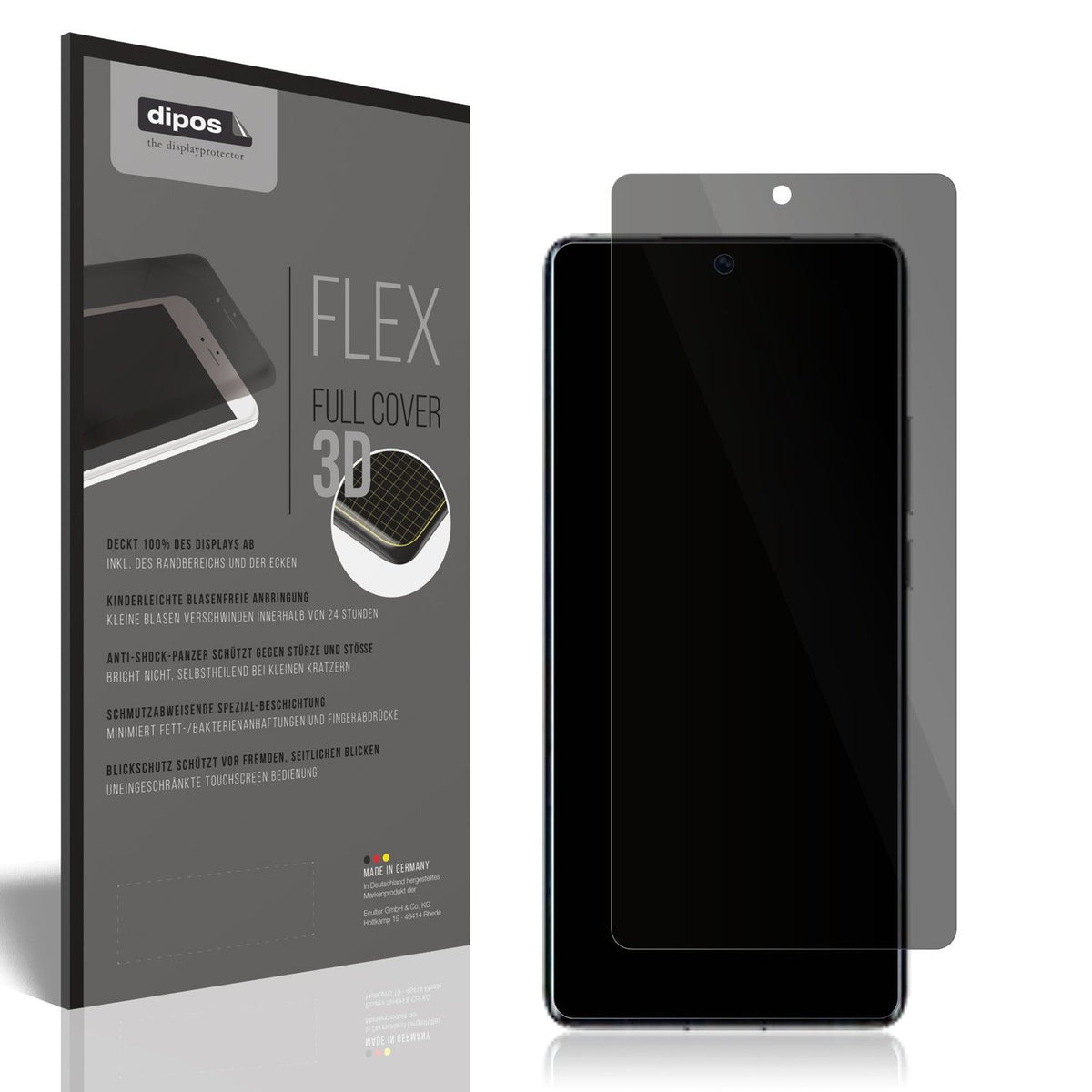 Blickschutzfolie von dipos passend für Meizu 20 Pro, 100% Displayabdeckung und blasenfreie Montage