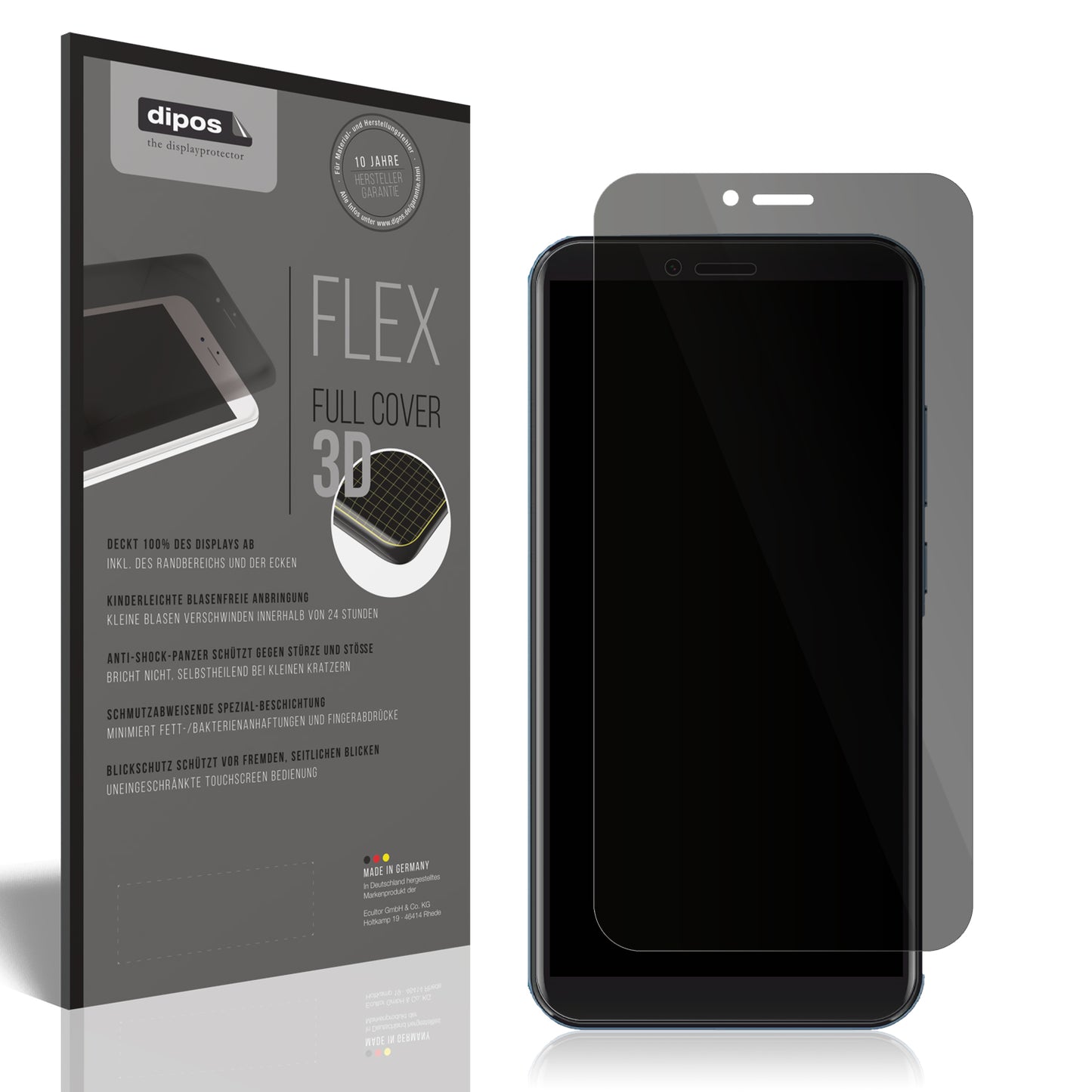 Blickschutzfolie von dipos passend für Mobicel PX10, 100% Displayabdeckung und blasenfreie Montage