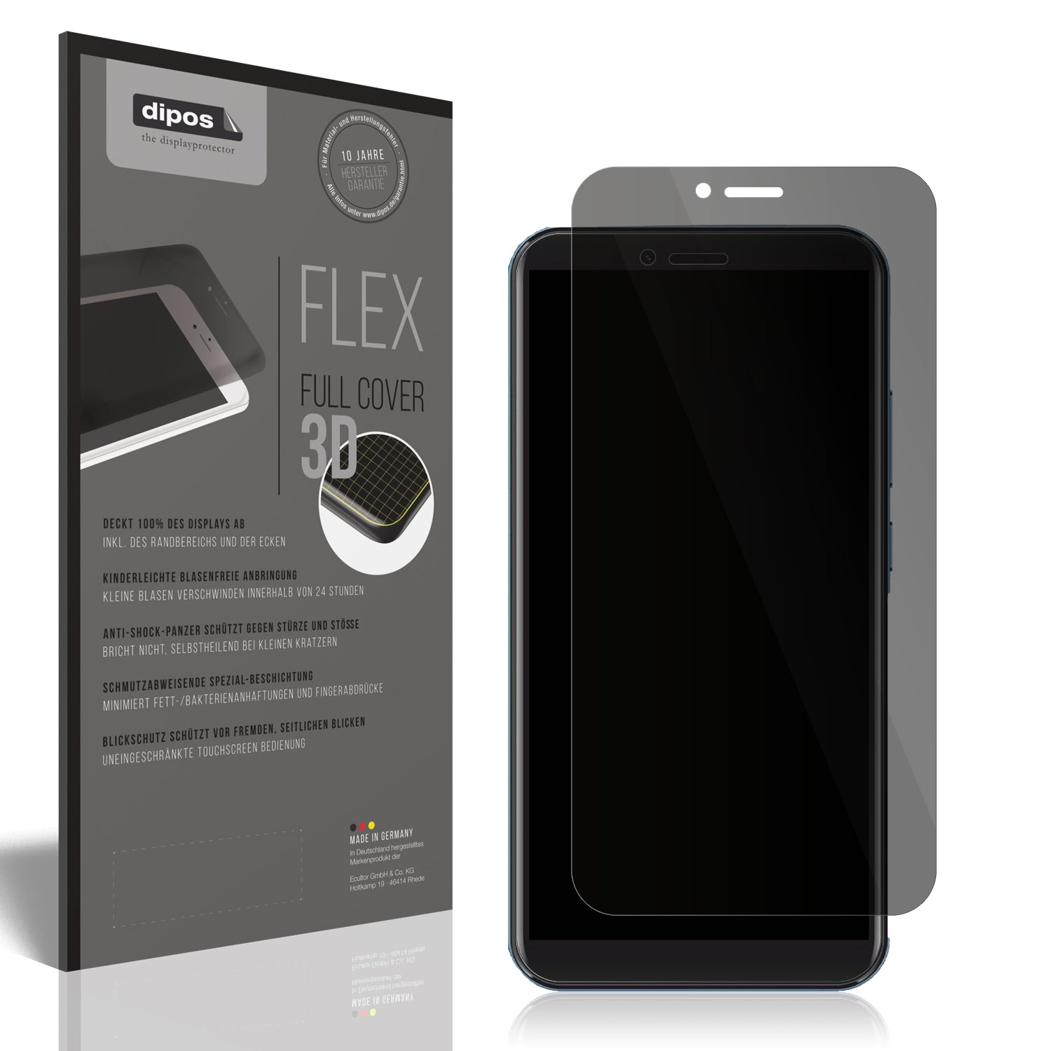 Blickschutzfolie von dipos passend für Mobicel PX10, 100% Displayabdeckung und blasenfreie Montage