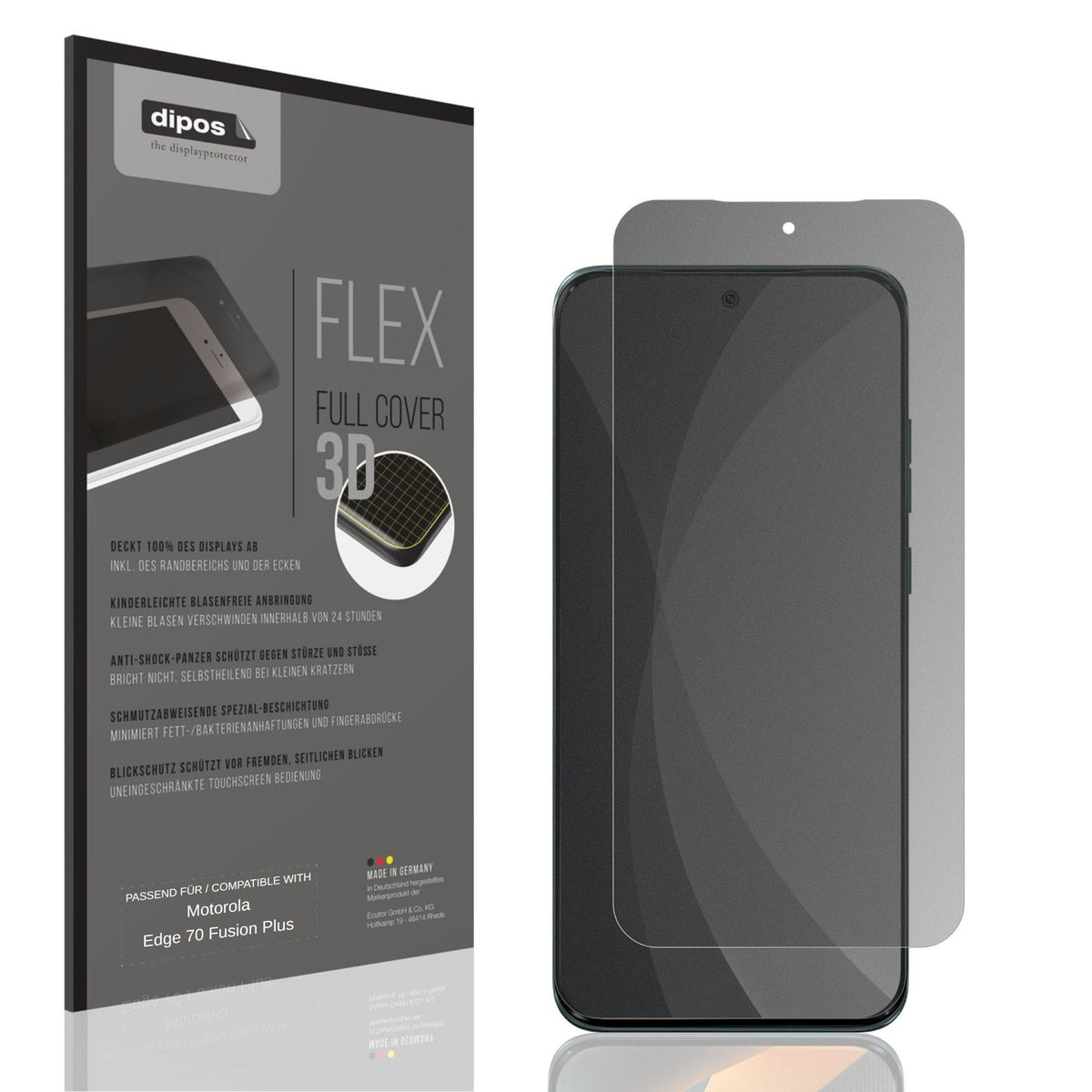 Blickschutzfolie von dipos passend für Motorola Edge 70 Fusion Plus, 100% Displayabdeckung und blasenfreie Montage