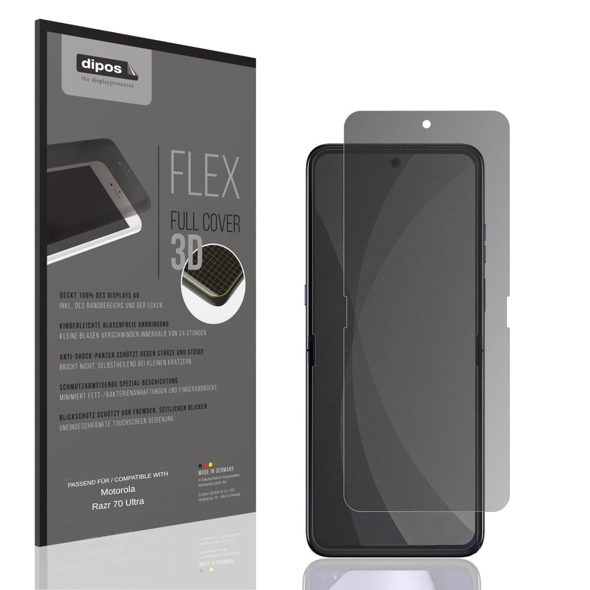 Blickschutzfolie von dipos passend für Motorola Razr 70 Ultra Innenseite, 100% Displayabdeckung und blasenfreie Montage