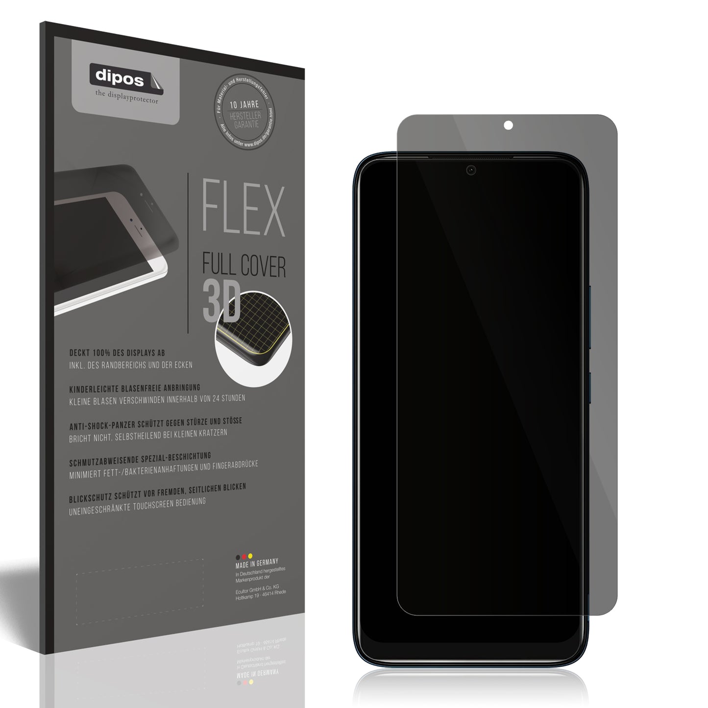 Blickschutzfolie von dipos passend für Nokia C12, 100% Displayabdeckung und blasenfreie Montage