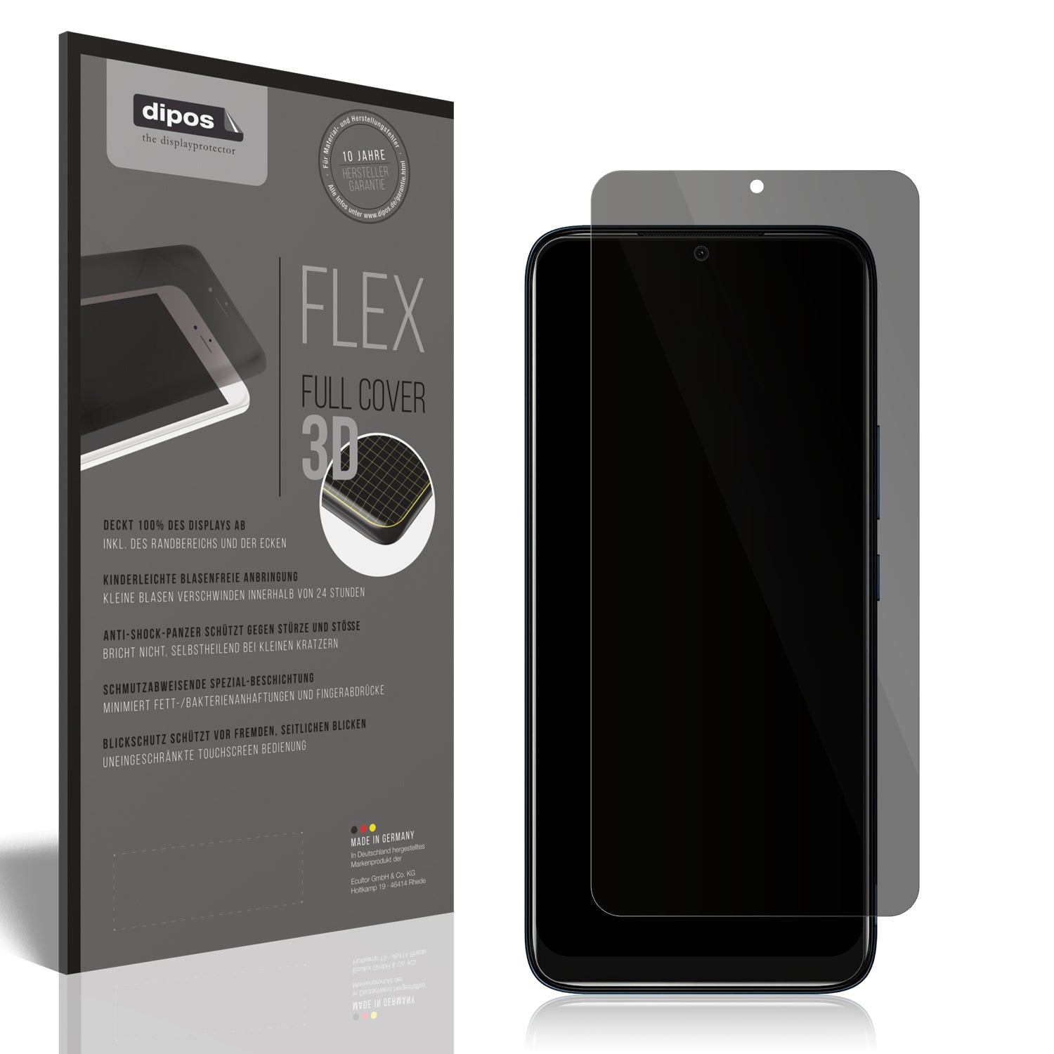 Blickschutzfolie von dipos passend für Nokia C12, 100% Displayabdeckung und blasenfreie Montage