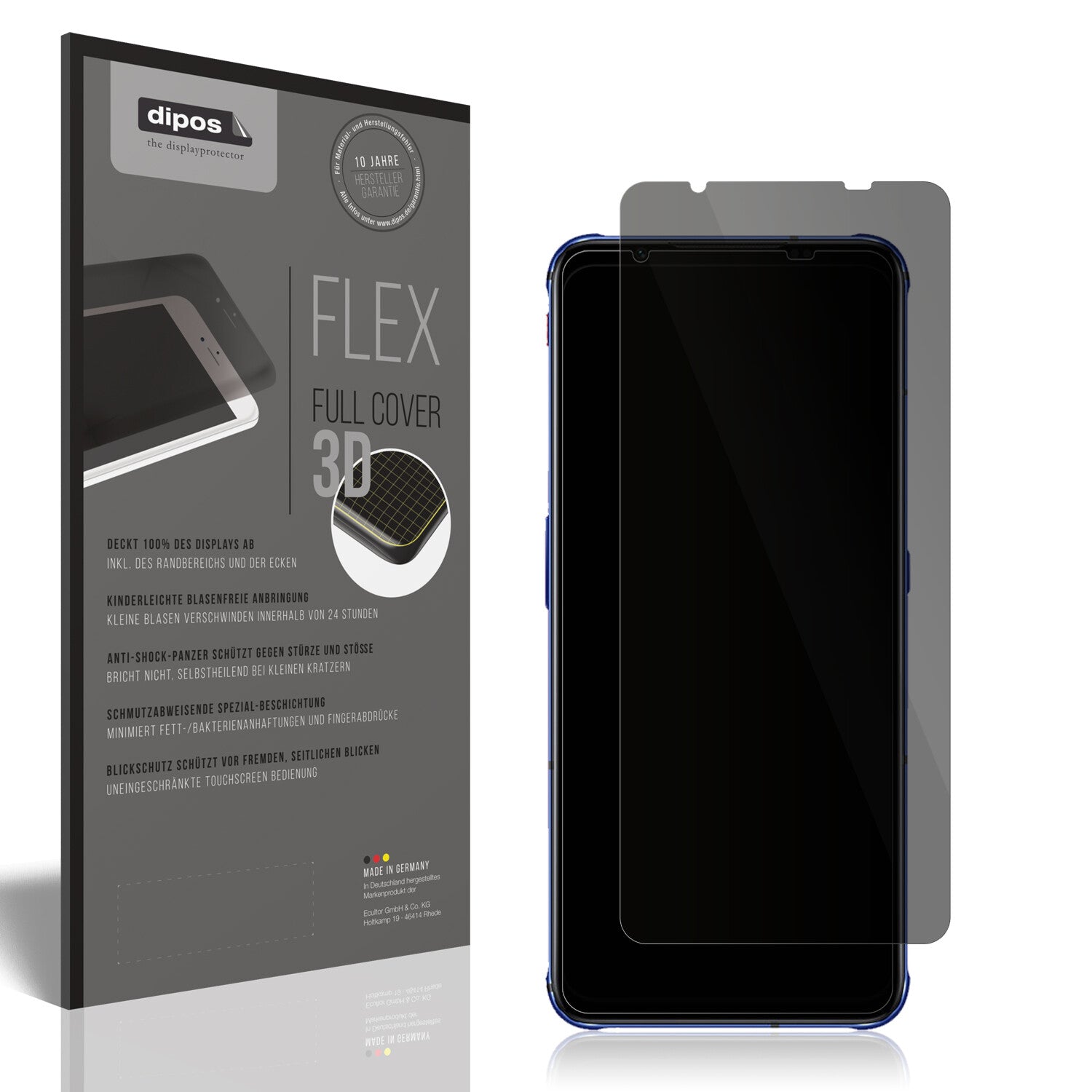 Blickschutzfolie von dipos passend für Nubia Red Magic 7, 100% Displayabdeckung und blasenfreie Montage