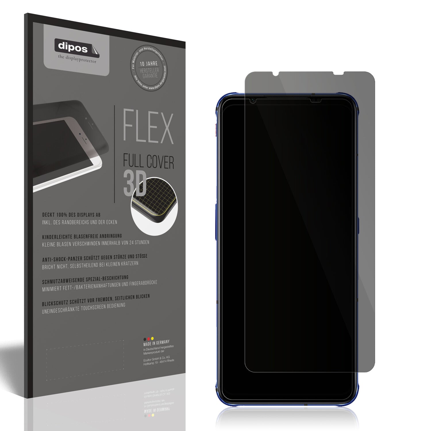 Blickschutzfolie von dipos passend für Nubia Red Magic 7s, 100% Displayabdeckung und blasenfreie Montage
