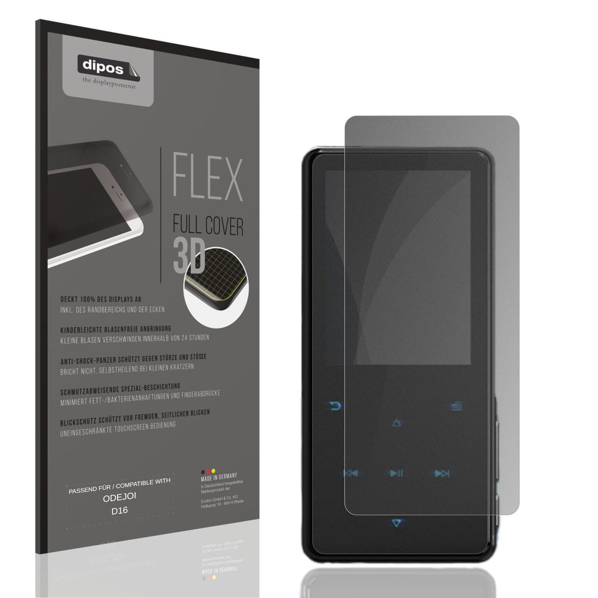 Blickschutzfolie von dipos passend für ODEJOI D16, 100% Displayabdeckung und blasenfreie Montage
