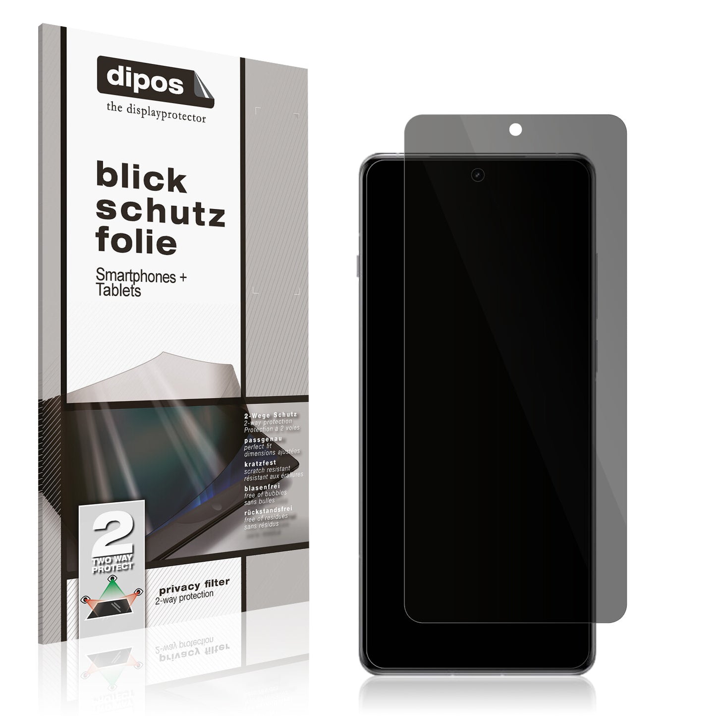 Blickschutzfolie von dipos passend für OnePlus 12, 100% Displayabdeckung und blasenfreie Montage