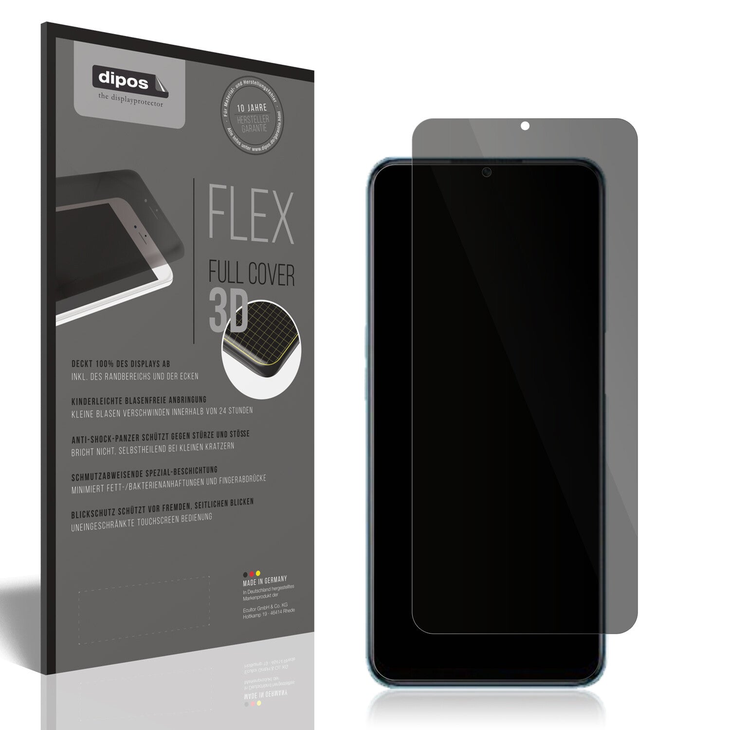 Blickschutzfolie von dipos passend für Oppo A56s, 100% Displayabdeckung und blasenfreie Montage