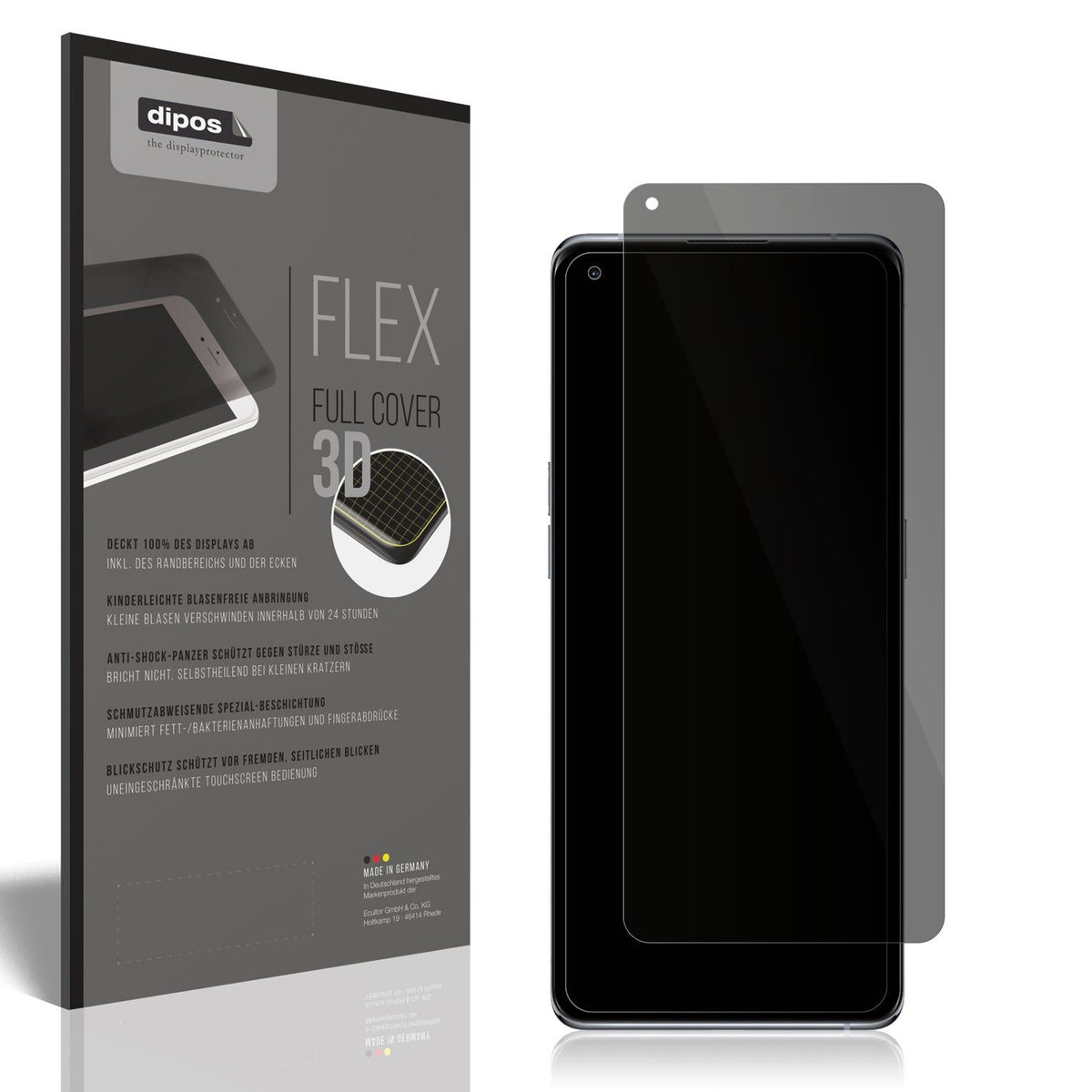 Blickschutzfolie von dipos passend für Oppo Find X5 Pro, 100% Displayabdeckung und blasenfreie Montage