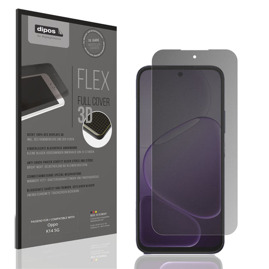 Blickschutzfolie von dipos passend für Oppo K14 5G, 100% Displayabdeckung und blasenfreie Montage