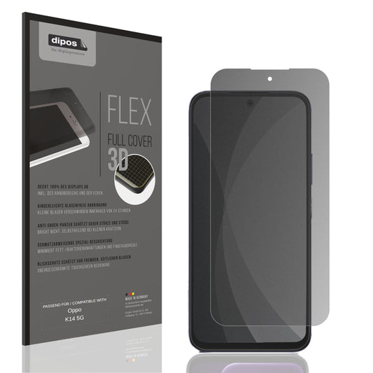 Blickschutzfolie von dipos passend für Oppo K14 5G, 100% Displayabdeckung und blasenfreie Montage