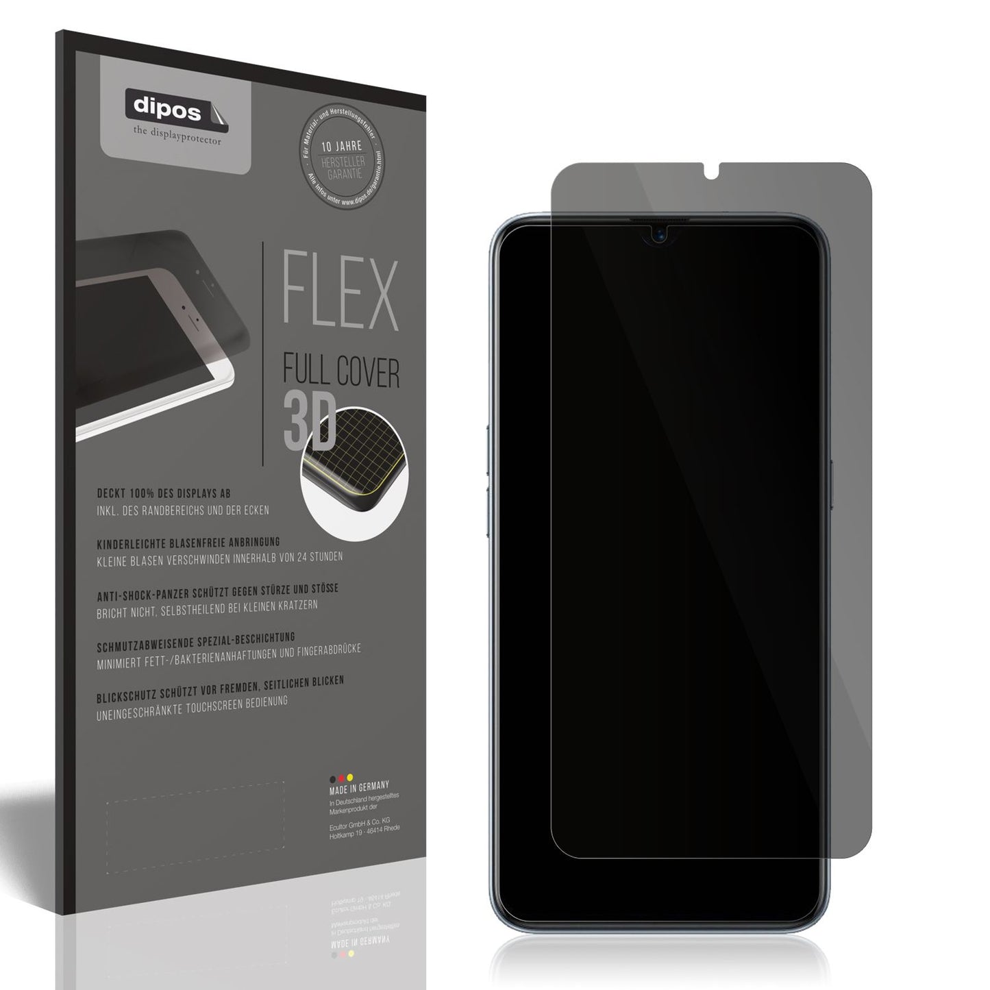 Blickschutzfolie von dipos passend für Oppo Realme XT, 100% Displayabdeckung und blasenfreie Montage