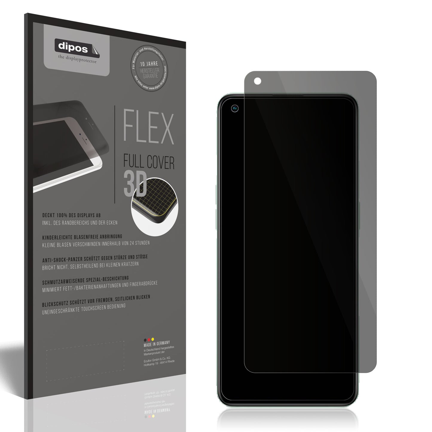 Blickschutzfolie von dipos passend für Oppo Reno 8 Lite, 100% Displayabdeckung und blasenfreie Montage