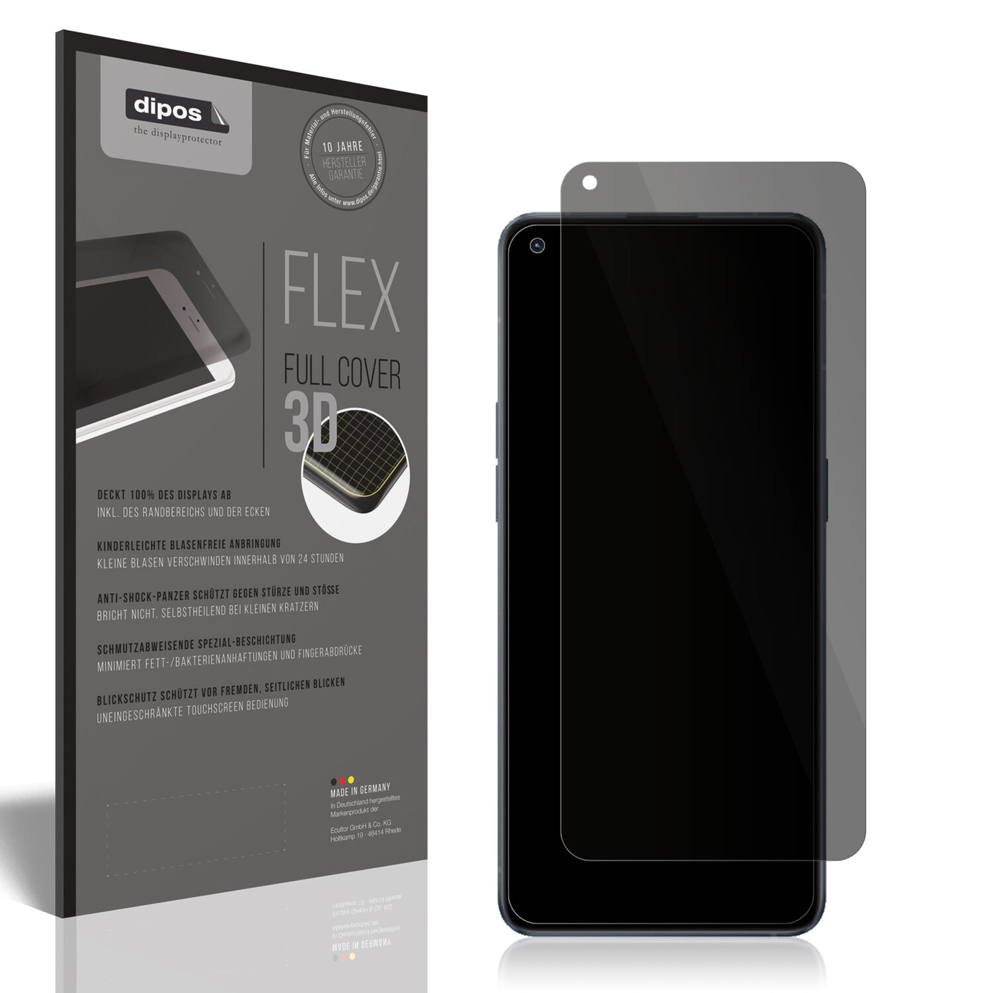 Blickschutzfolie von dipos passend für Oppo Reno6, 100% Displayabdeckung und blasenfreie Montage