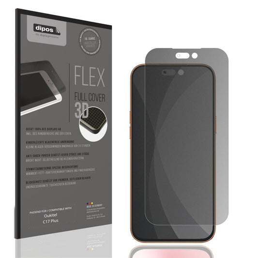 Blickschutzfolie von dipos passend für Oukitel C17 Plus, 100% Displayabdeckung und blasenfreie Montage