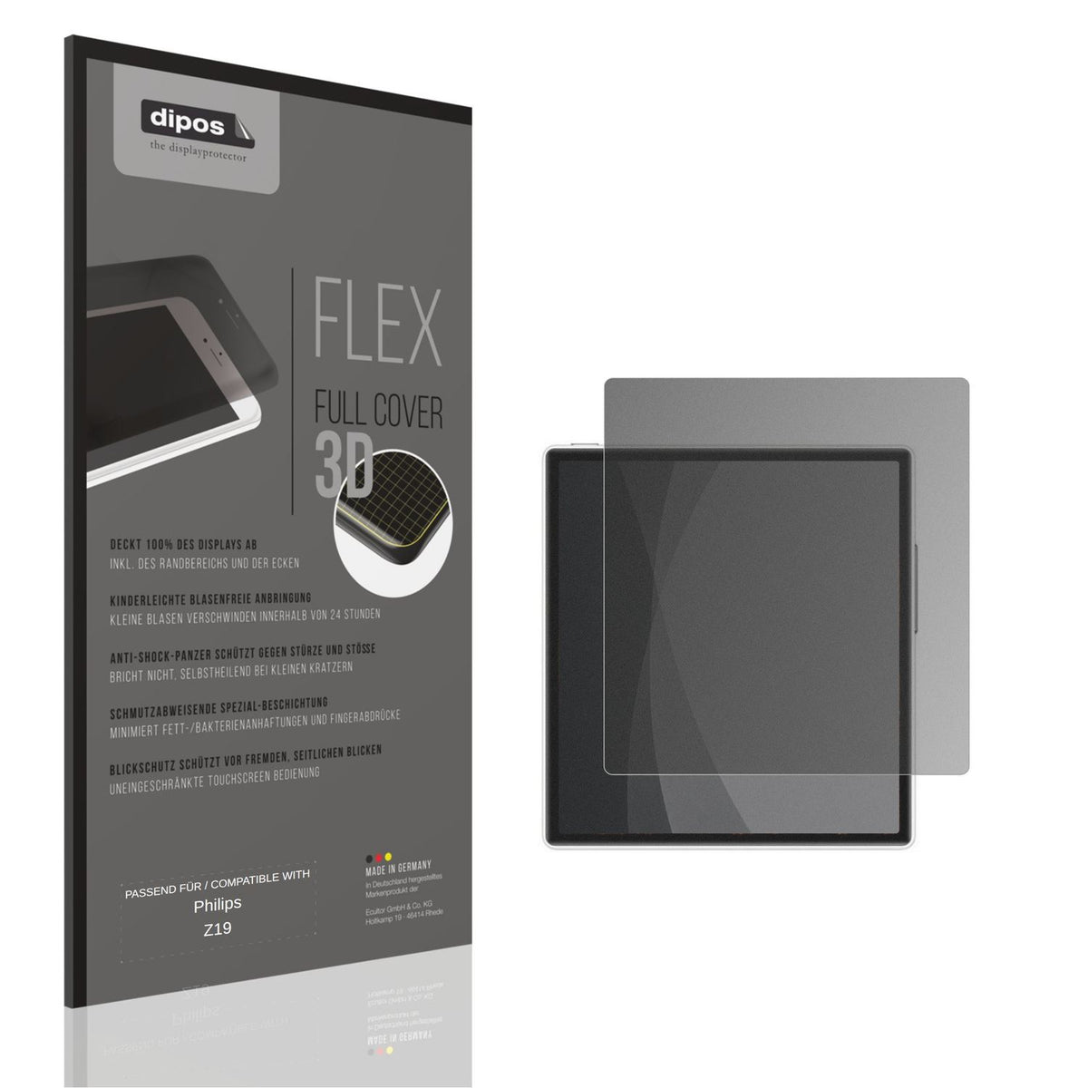 Blickschutzfolie von dipos passend für Philips Z19, 100% Displayabdeckung und blasenfreie Montage
