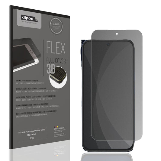 Blickschutzfolie von dipos passend für Realme 15x, 100% Displayabdeckung und blasenfreie Montage