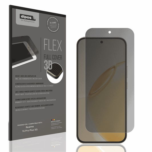 Blickschutzfolie von dipos passend für Realme 16 Pro Plus 5G, 100% Displayabdeckung und blasenfreie Montage