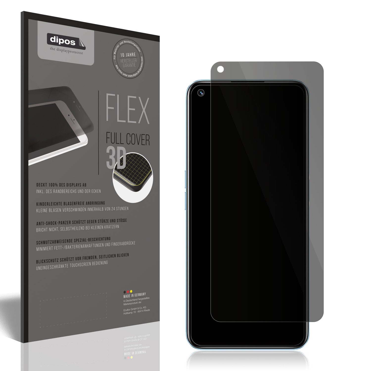 Blickschutzfolie von dipos passend für Realme 9 Pro, 100% Displayabdeckung und blasenfreie Montage