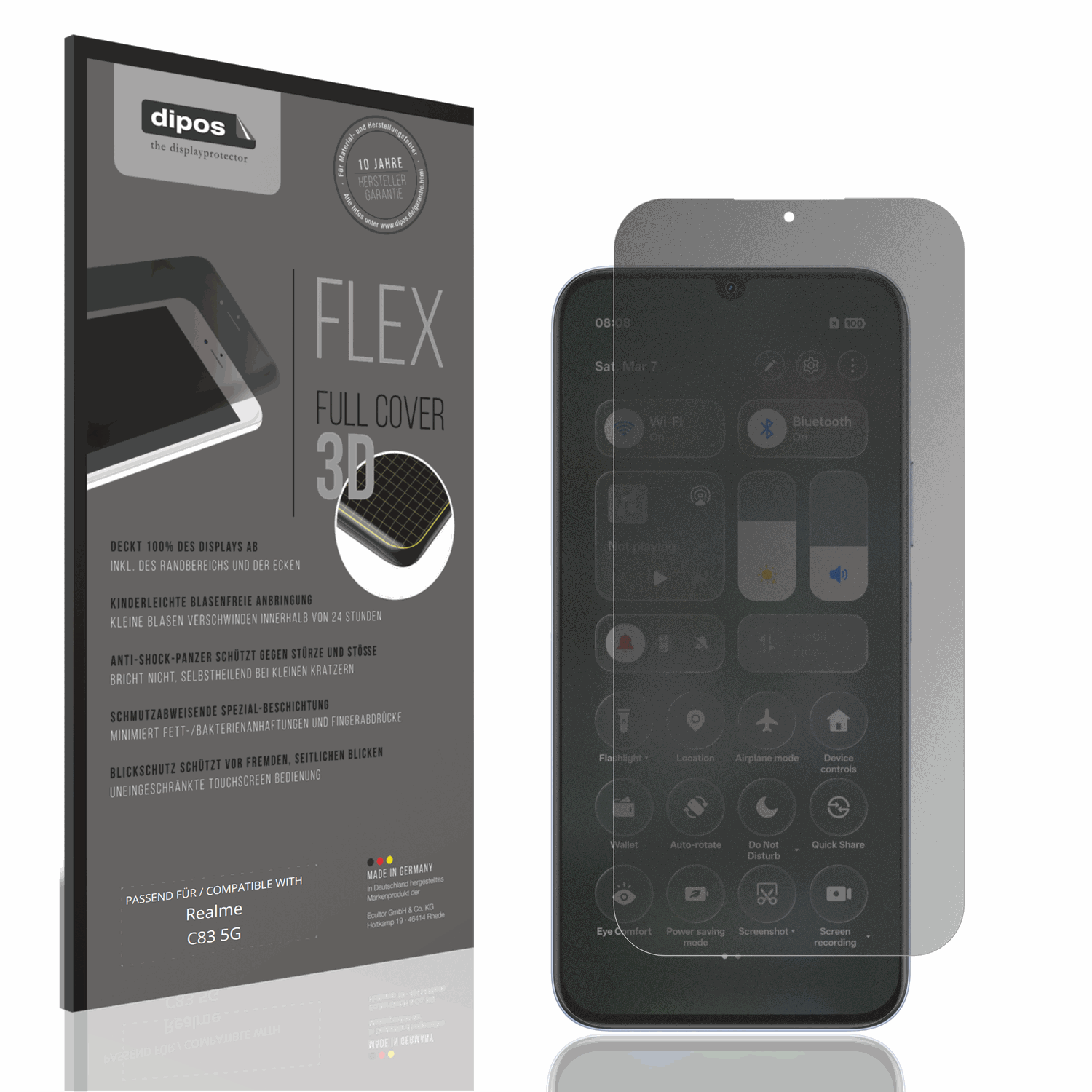 Blickschutzfolie von dipos passend für Realme C83 5G, 100% Displayabdeckung und blasenfreie Montage
