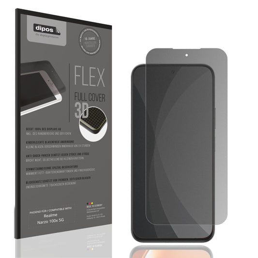 Blickschutzfolie von dipos passend für Realme Narzo 100x 5G, 100% Displayabdeckung und blasenfreie Montage