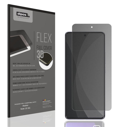 Blickschutzfolie von dipos passend f�r Redmi Note 15 5G, 100% Displayabdeckung und blasenfreie Montage